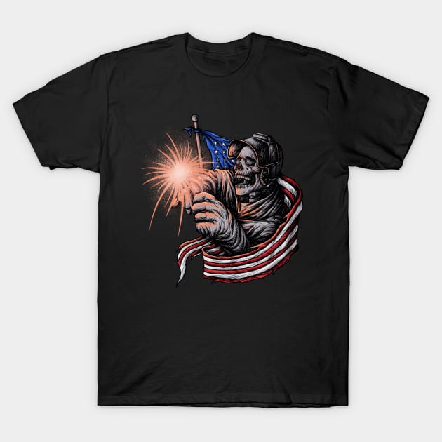 American Welder Skull T-Shirt by damnoverload